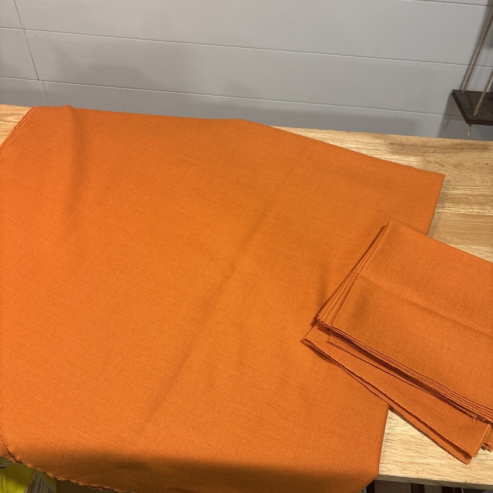 60" Round Tablecloth & 8 Napkins, 16"x16", Pumpkin Orange, Fall & Thanksgiving